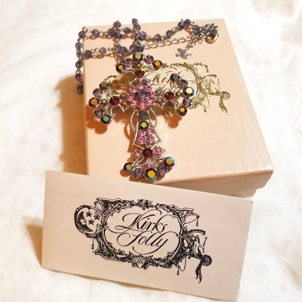RETIRED Kirk's Folly Crystal Cross Necklace - Picture 2 of 7